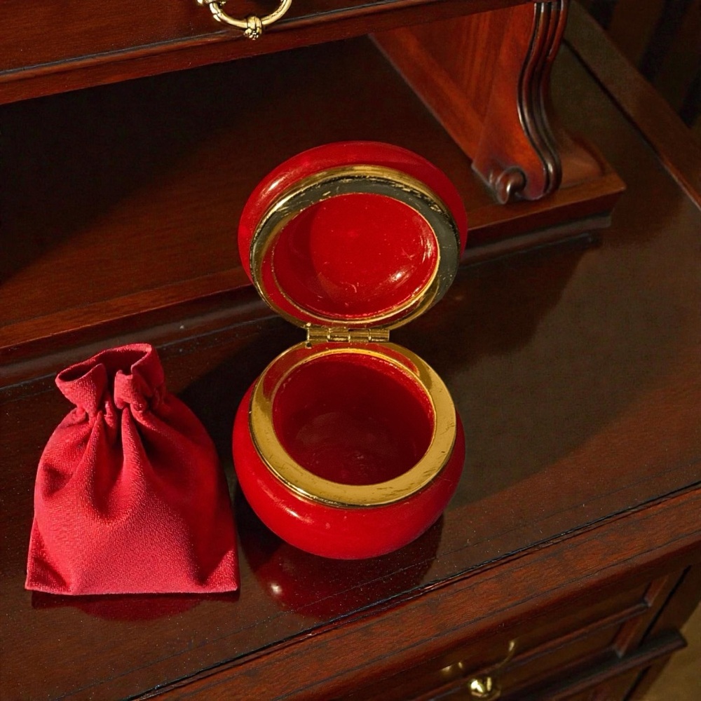 Vintage Authentic Italian Red Alabaster Trinket Box - Picture 4 of 8